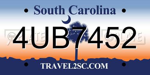 4UB7452 South Carolina License Plate
