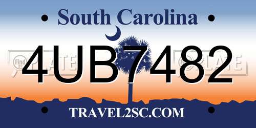 4UB7482 South Carolina License Plate