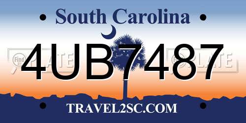 4UB7487 South Carolina License Plate