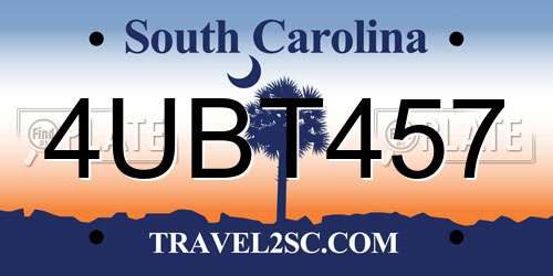 4UBT457 South Carolina License Plate