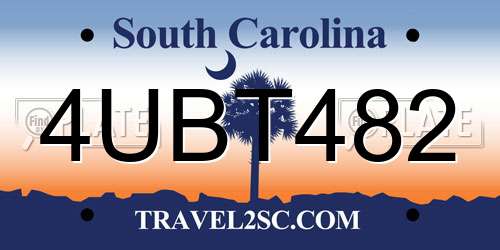 4UBT482 South Carolina License Plate