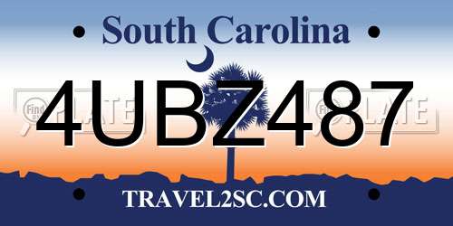 4UBZ487 South Carolina License Plate