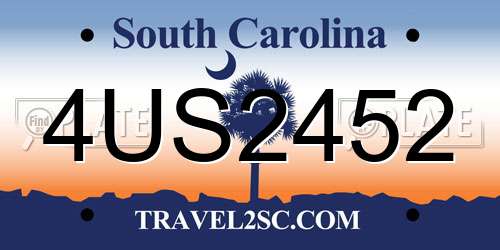 4US2452 South Carolina License Plate