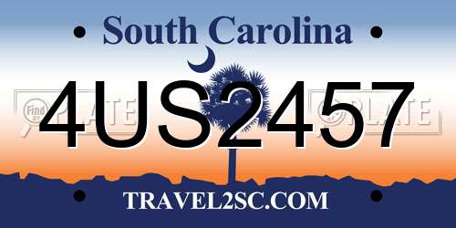 4US2457 South Carolina License Plate