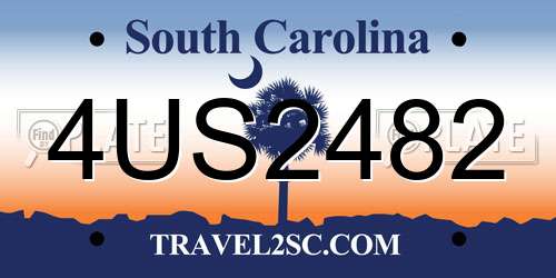 4US2482 South Carolina License Plate