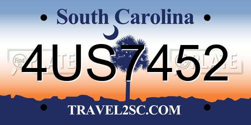 4US7452 South Carolina License Plate