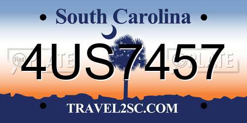 4US7457 South Carolina License Plate