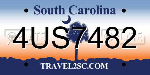 4US7482 South Carolina License Plate