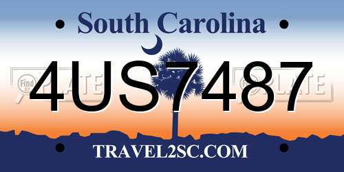 4US7487 South Carolina License Plate