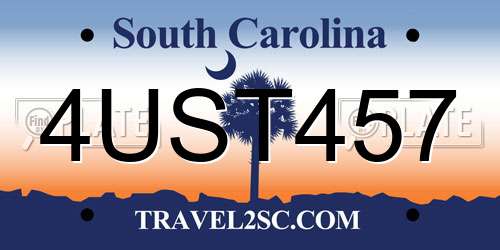 4UST457 South Carolina License Plate