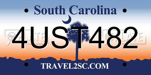 4UST482 South Carolina License Plate