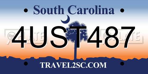 4UST487 South Carolina License Plate