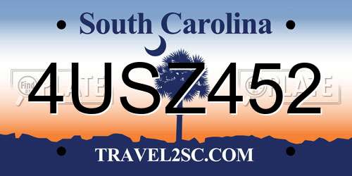 4USZ452 South Carolina License Plate