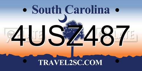 4USZ487 South Carolina License Plate