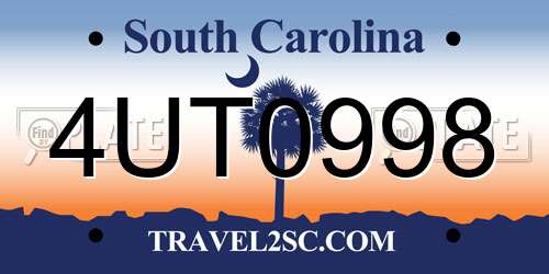4UT0998 South Carolina License Plate