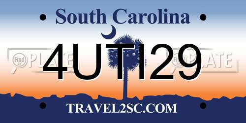4UTI29 South Carolina License Plate