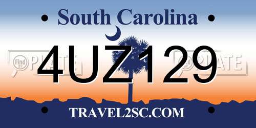 4UZ129 South Carolina License Plate