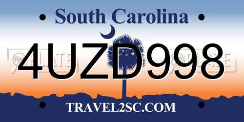 4UZD998 South Carolina License Plate