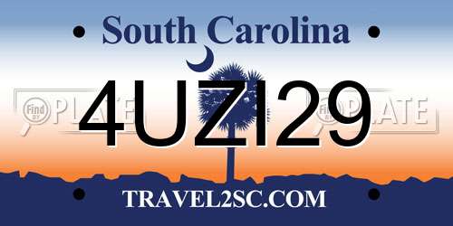 4UZI29 South Carolina License Plate