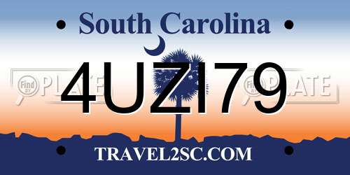 4UZI79 South Carolina License Plate