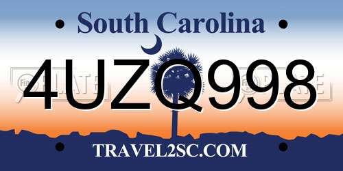 4UZQ998 South Carolina License Plate