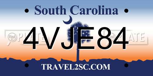 4VJE84 South Carolina License Plate