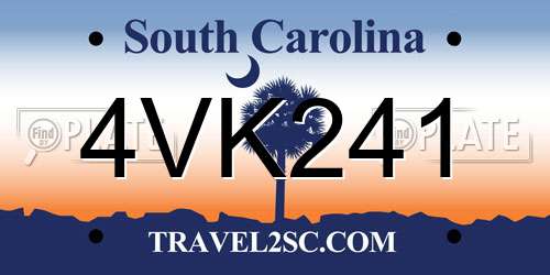 4VK241 South Carolina License Plate