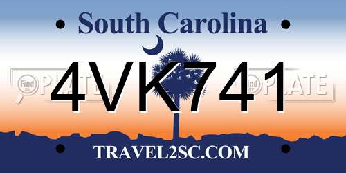4VK741 South Carolina License Plate