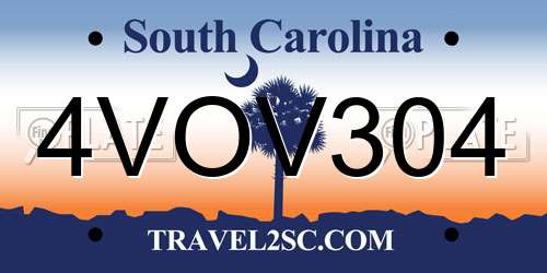 4VOV304 South Carolina License Plate