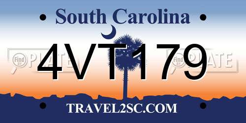 4VT179 South Carolina License Plate