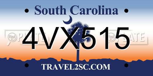 4VX515 South Carolina License Plate