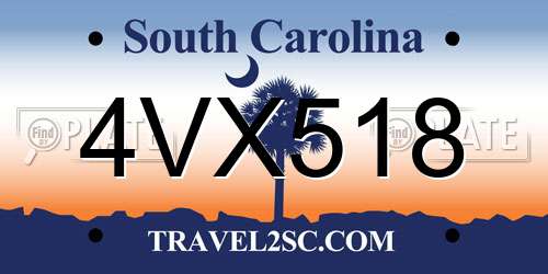 4VX518 South Carolina License Plate