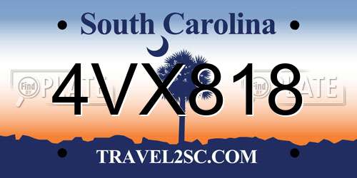 4VX818 South Carolina License Plate