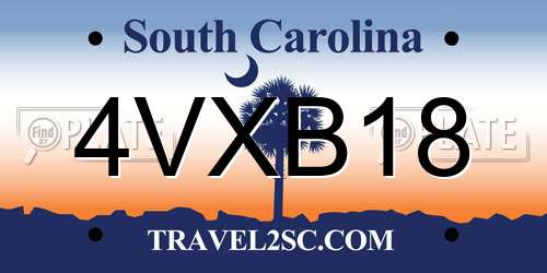 4VXB18 South Carolina License Plate