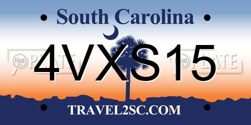 4VXS15 South Carolina License Plate