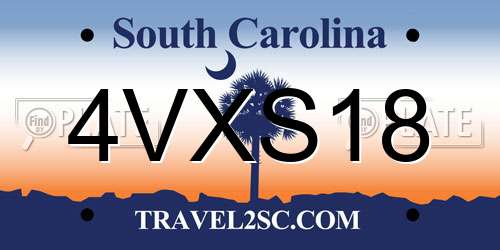 4VXS18 South Carolina License Plate