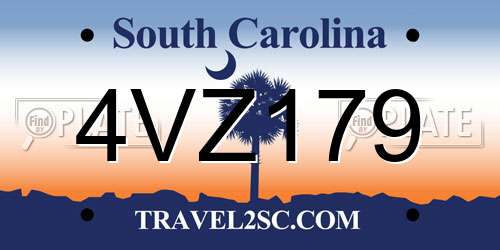 4VZ179 South Carolina License Plate