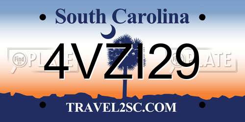 4VZI29 South Carolina License Plate
