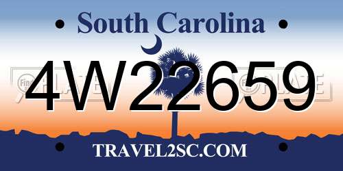 4W22659 South Carolina License Plate