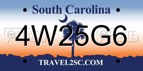 4W25G6 South Carolina License Plate