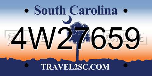4W27659 South Carolina License Plate