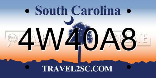 4W40A8 South Carolina License Plate