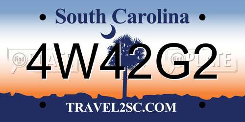 4W42G2 South Carolina License Plate