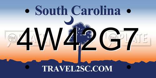 4W42G7 South Carolina License Plate