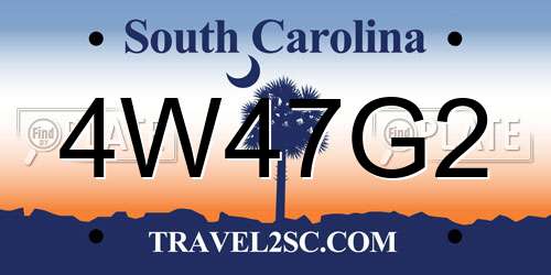 4W47G2 South Carolina License Plate