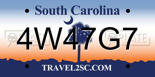 4W47G7 South Carolina License Plate