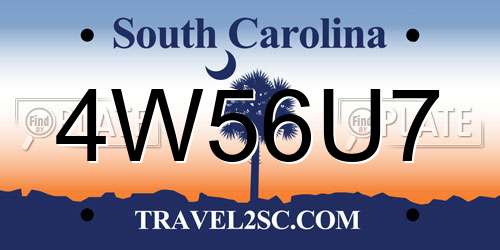4W56U7 South Carolina License Plate