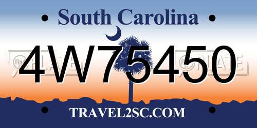 4W75450 South Carolina License Plate