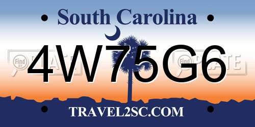 4W75G6 South Carolina License Plate