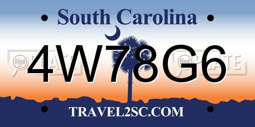 4W78G6 South Carolina License Plate